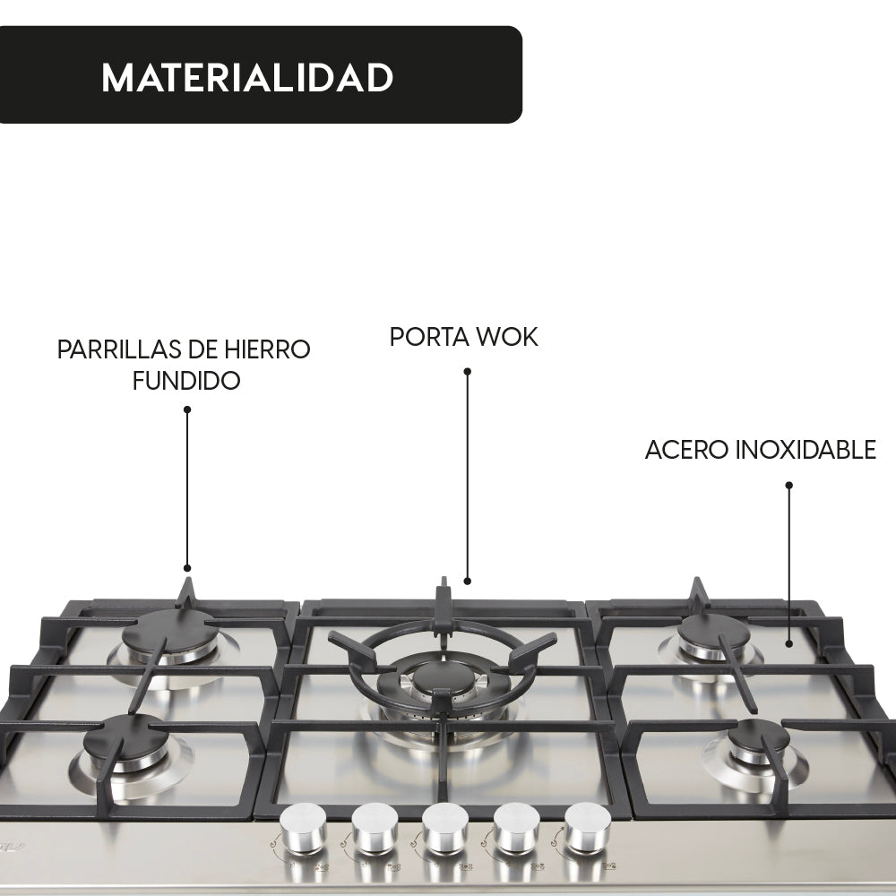 Encimera a Gas Design 5 Quemadores 90 cm FDV-Kitchen Center