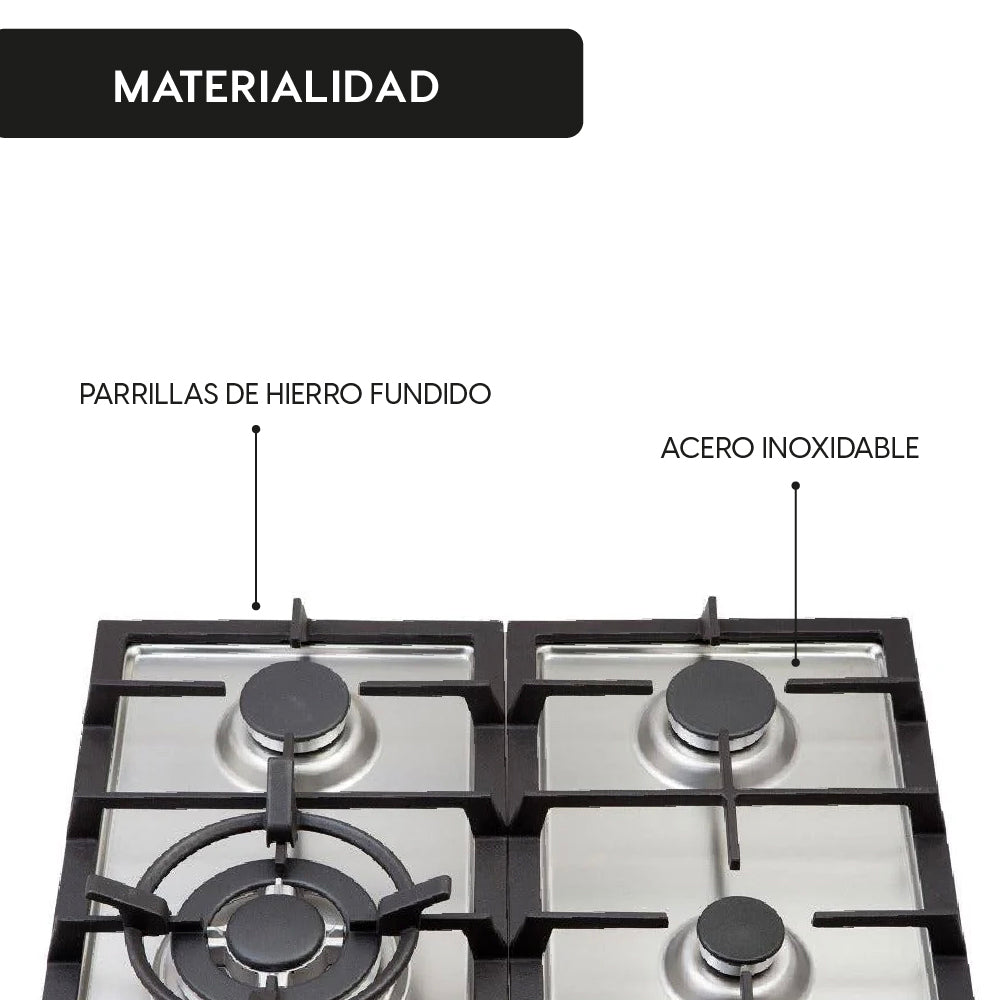 Encimera a Gas Design 4 Quemadores 60 cm FDV-Kitchen Center