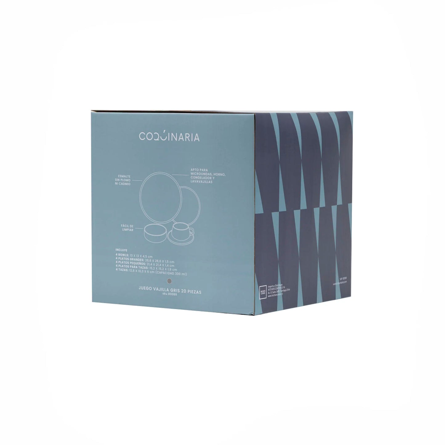 Juego de Vajilla Gris Porcelana 20 Pzs Coquinaria