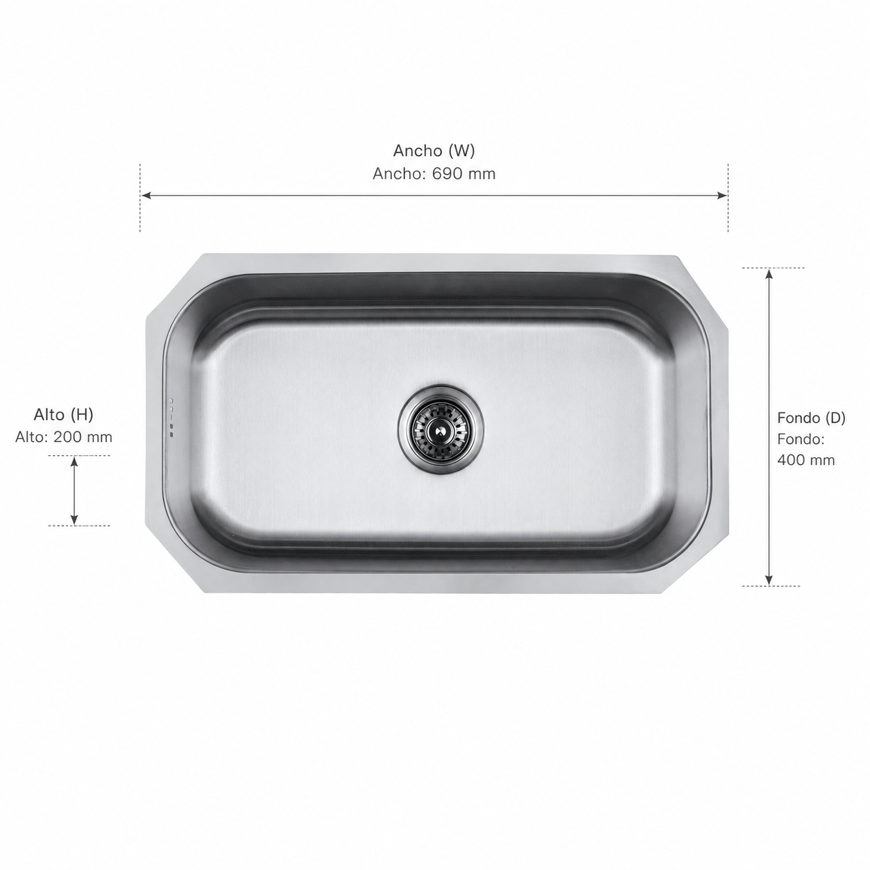 Lavaplatos Bajo Cubierta Acero Inox Slim FDV