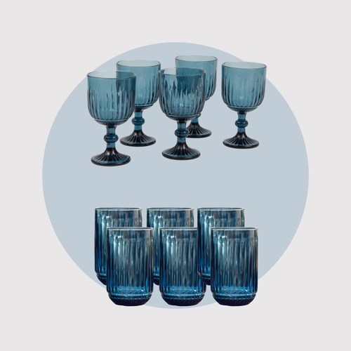 Kit Set de 6 Vasos y 6 Copas de Vidrio Nova Coquinaria