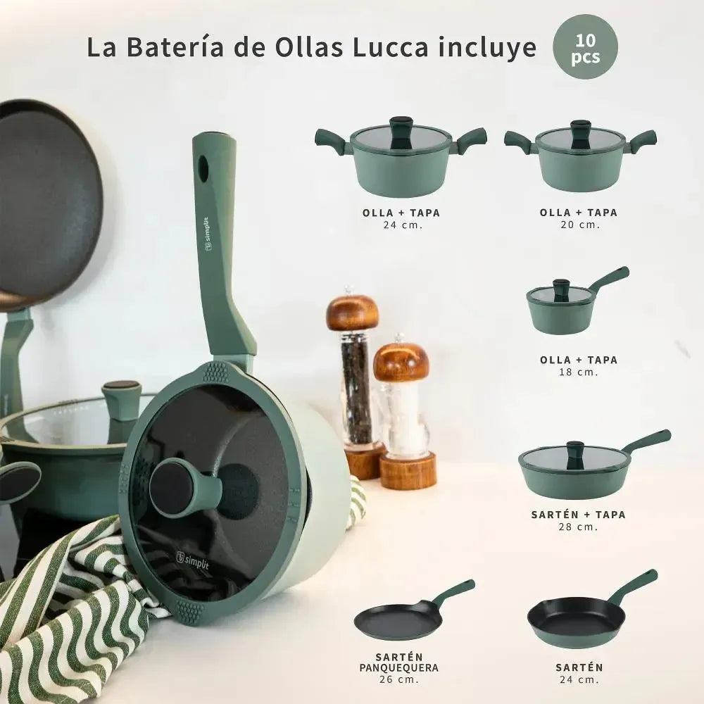 Batería de Cocina Antiadherente Lucca 10 pcs Simplit-Baterias (Juegos de ollas)