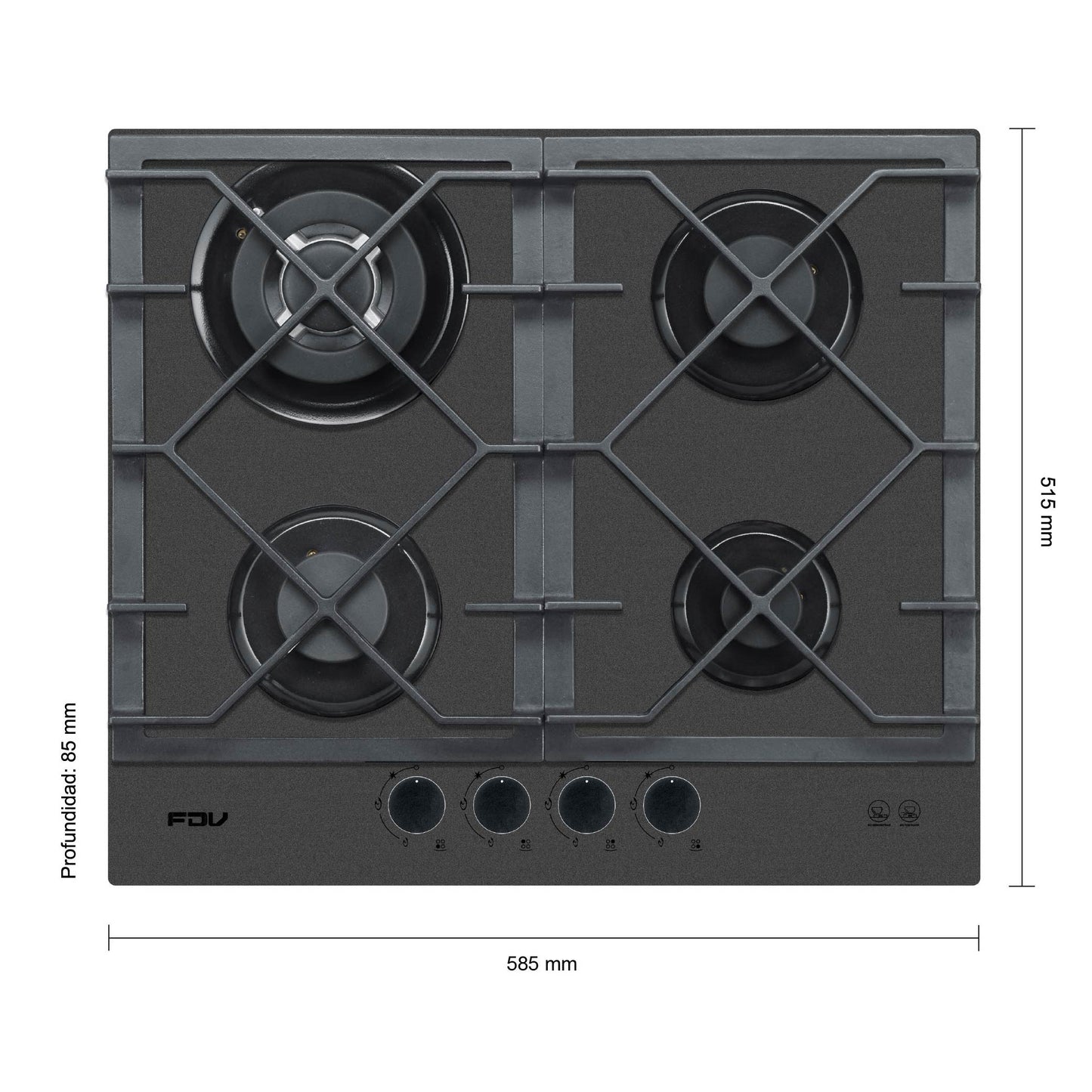 Encimera a Gas Signature 4 Quemadores Black Matt 60 cm FDV-Encimeras a Gas