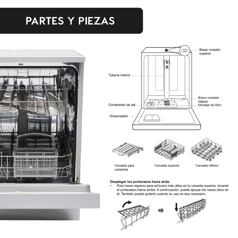 Lavavajillas Active Silver 12 Cubiertos Free Standing FDV - Caja Dañada-Lavavajillas