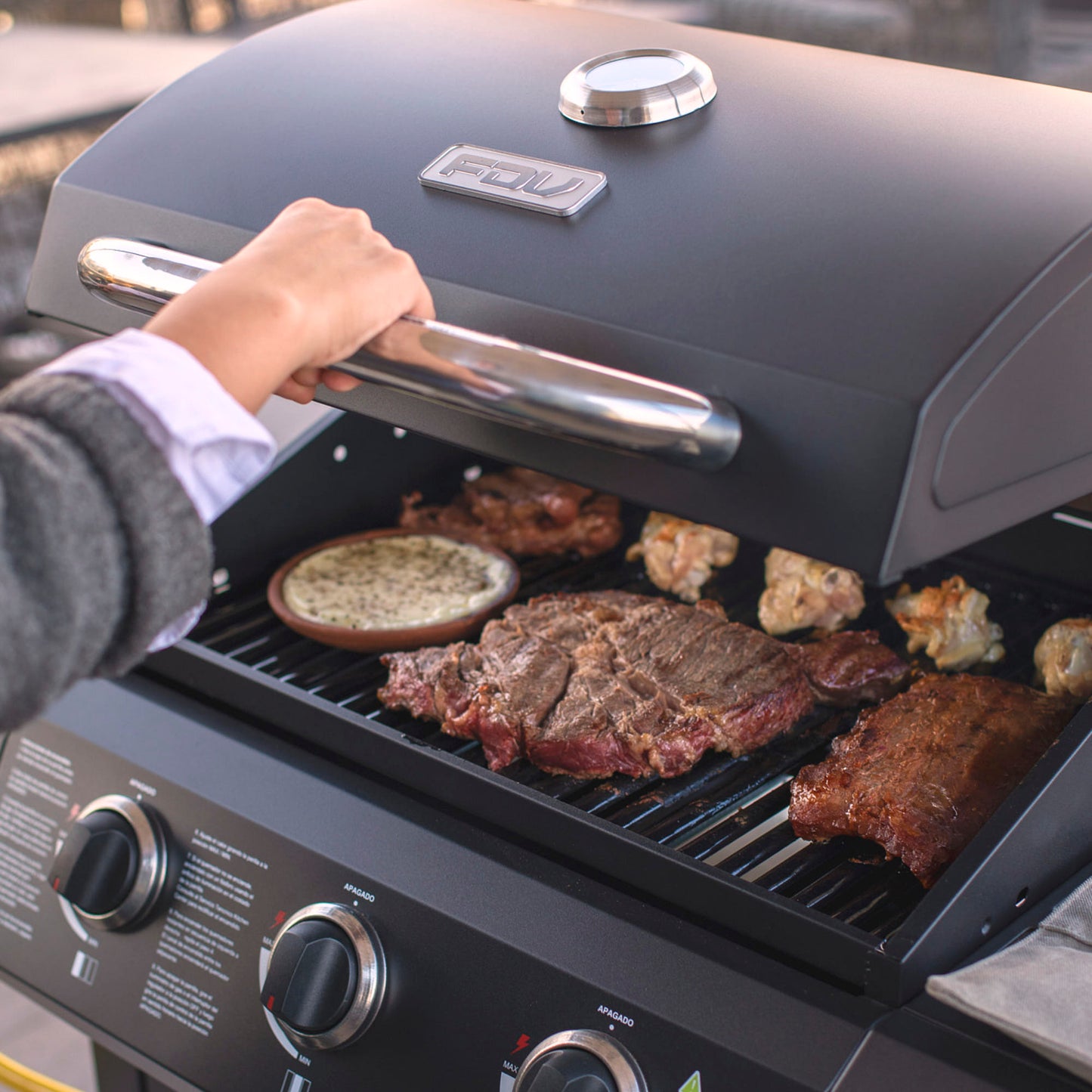 Parrilla a Gas Essence 3Q Black FDV - Caja Dañada-Parrillas a Gas