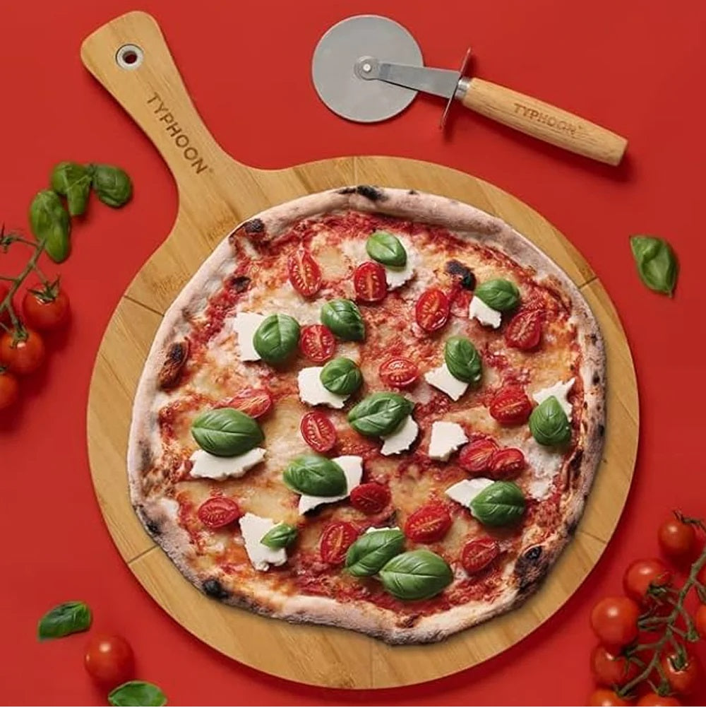 Set Tabla Pizza Bambú Y Cortador Typhoon – Kitchen Center