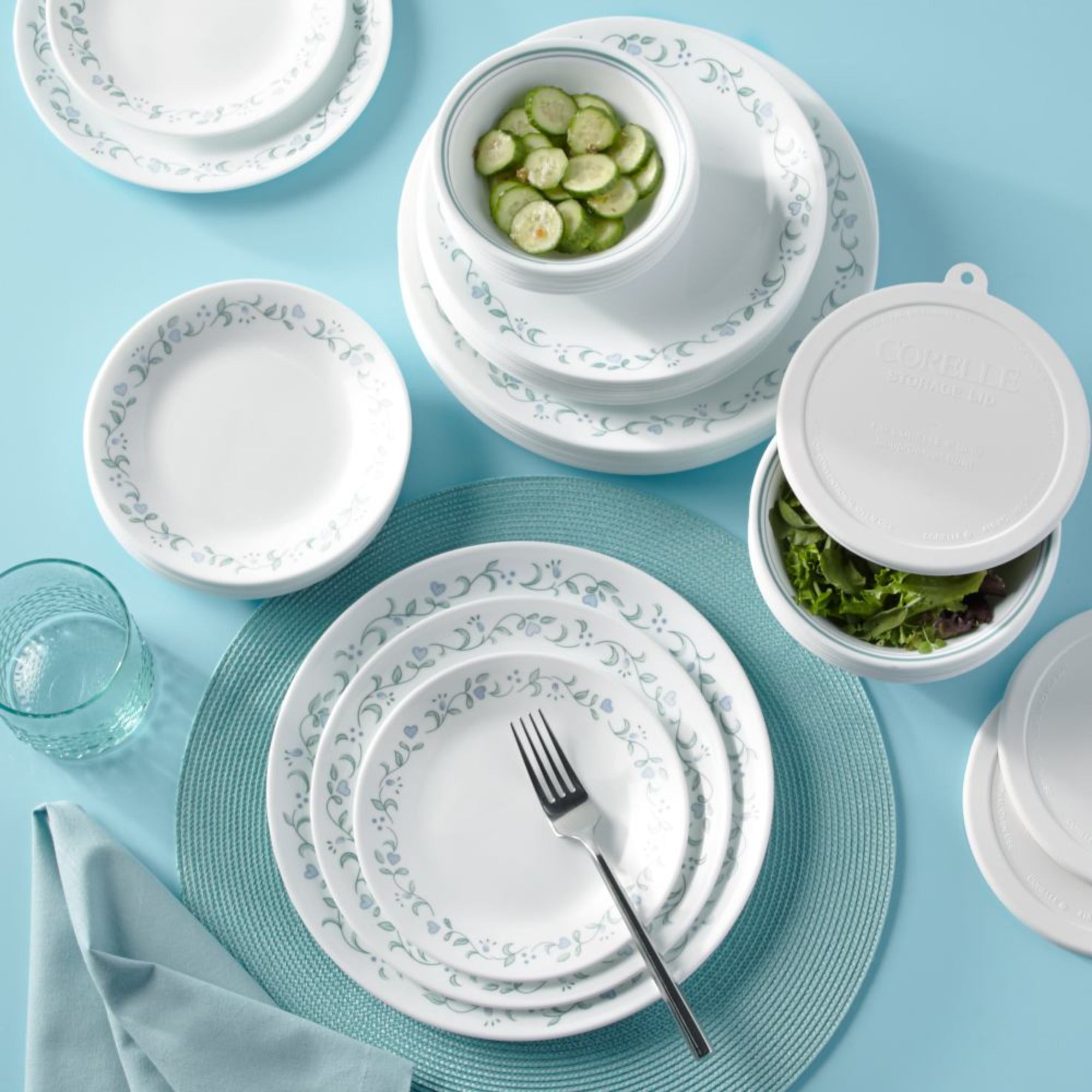 Corelle - Servizio da tavola da 16 Pezzi in Vetro Vitrelle, Motivo a Corelle - Servizio da tavola da 16 Pezzi in Vetro Vitrelle, Motivo a