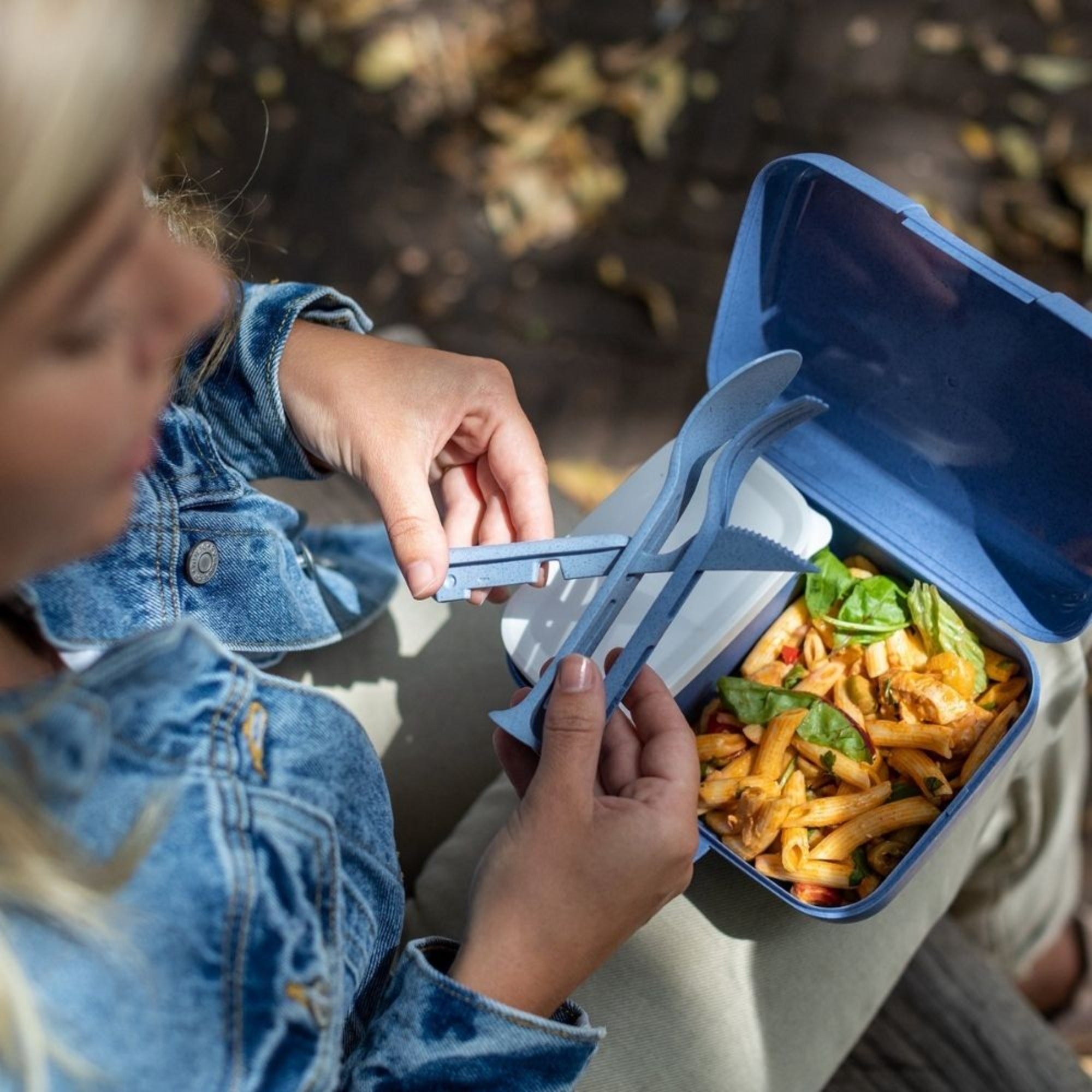 Koziol Klikk Pocket Set Posate Da Viaggio 3 Pezzi: Compatto, Ecologico, Lavabile In Lavastoviglie, Verde Organico