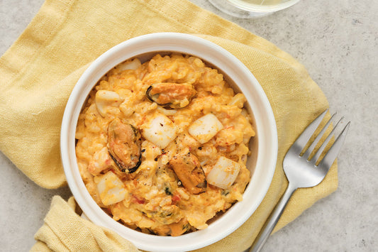 RISOTTO DE AZAFRÁN CON MARISCOS AL PIL PIL