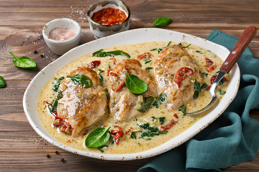 POLLO YOGUR, TOMATE Y ESPINACA