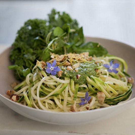 Spaghetti de Zucchini con pesto de kale   