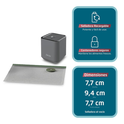 Kit Selladora al Vacío Portátil + 5 Bolsas Reutilizables Fensa5#Gris