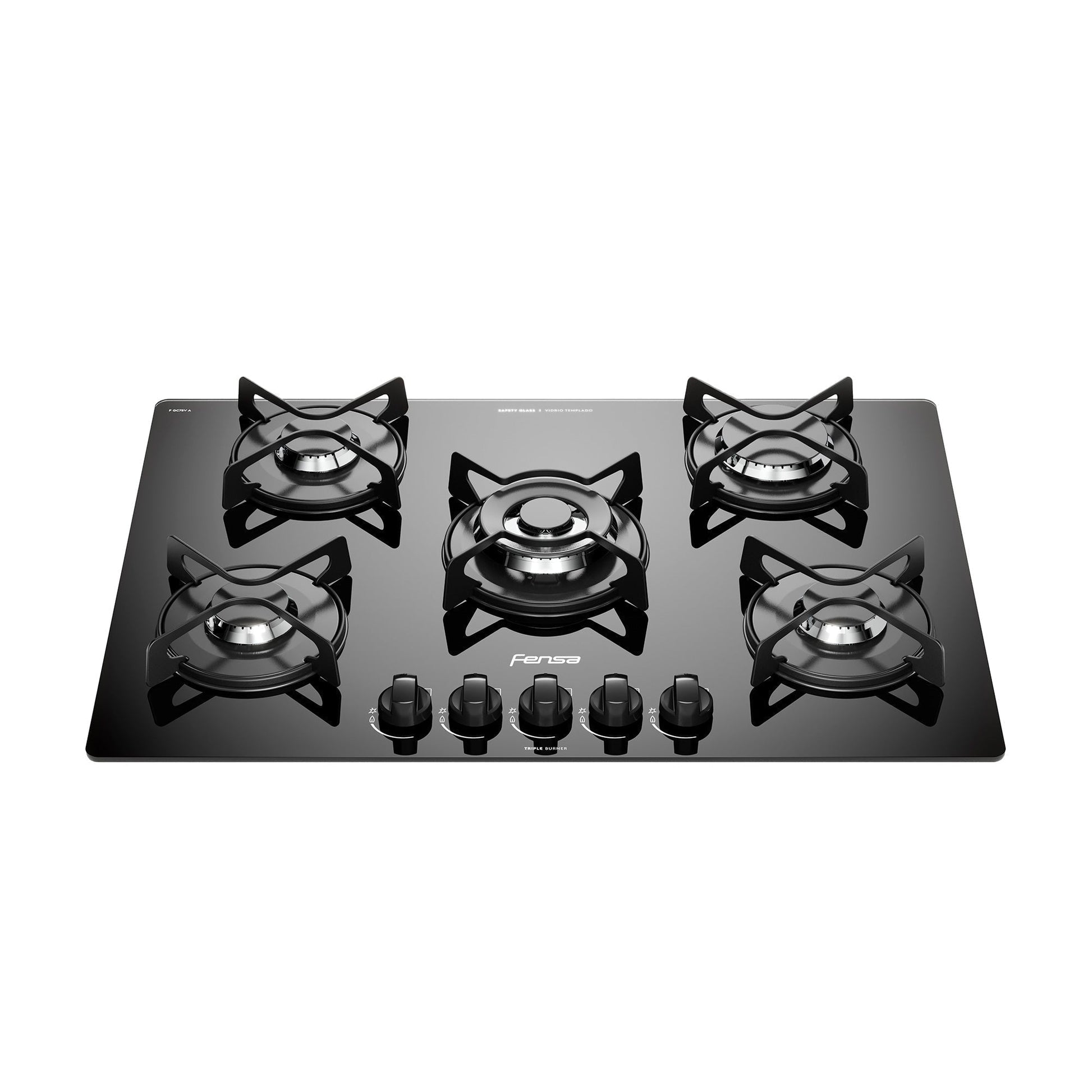 Encimera a Gas 5 Platos Vitrocerámica F GC75V A Fensa4#Negro
