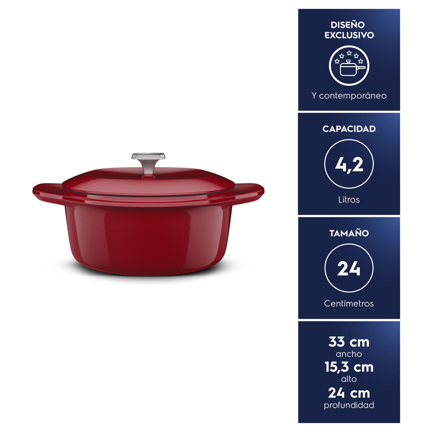 Olla de Hierro Fundido Esmaltado Expert 24 cm Electrolux6#Rojo esmaltado