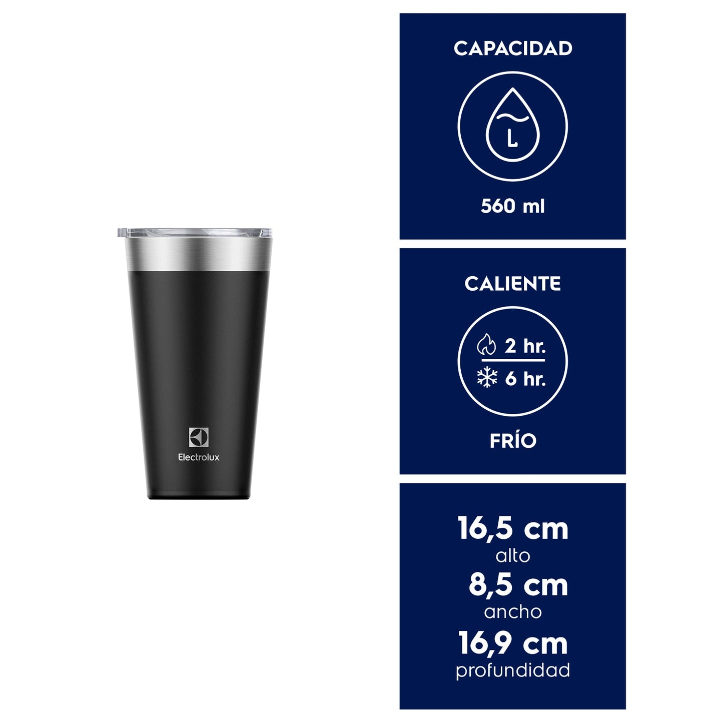 Vaso Térmico Mug 560 ml con Tapa Sense Electrolux4#Negro