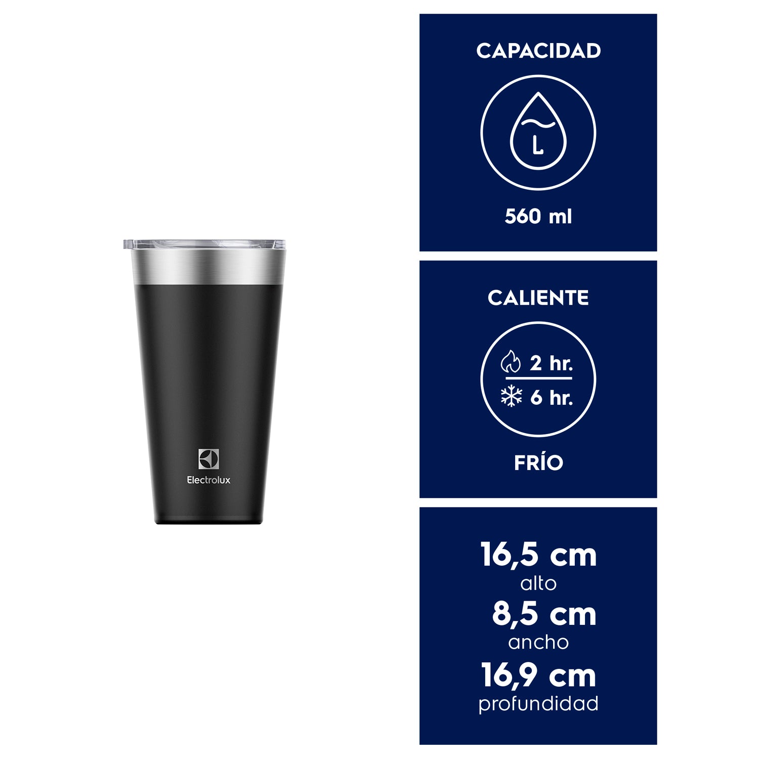 Vaso Térmico Mug 560 ml con Tapa Sense Electrolux4#Negro