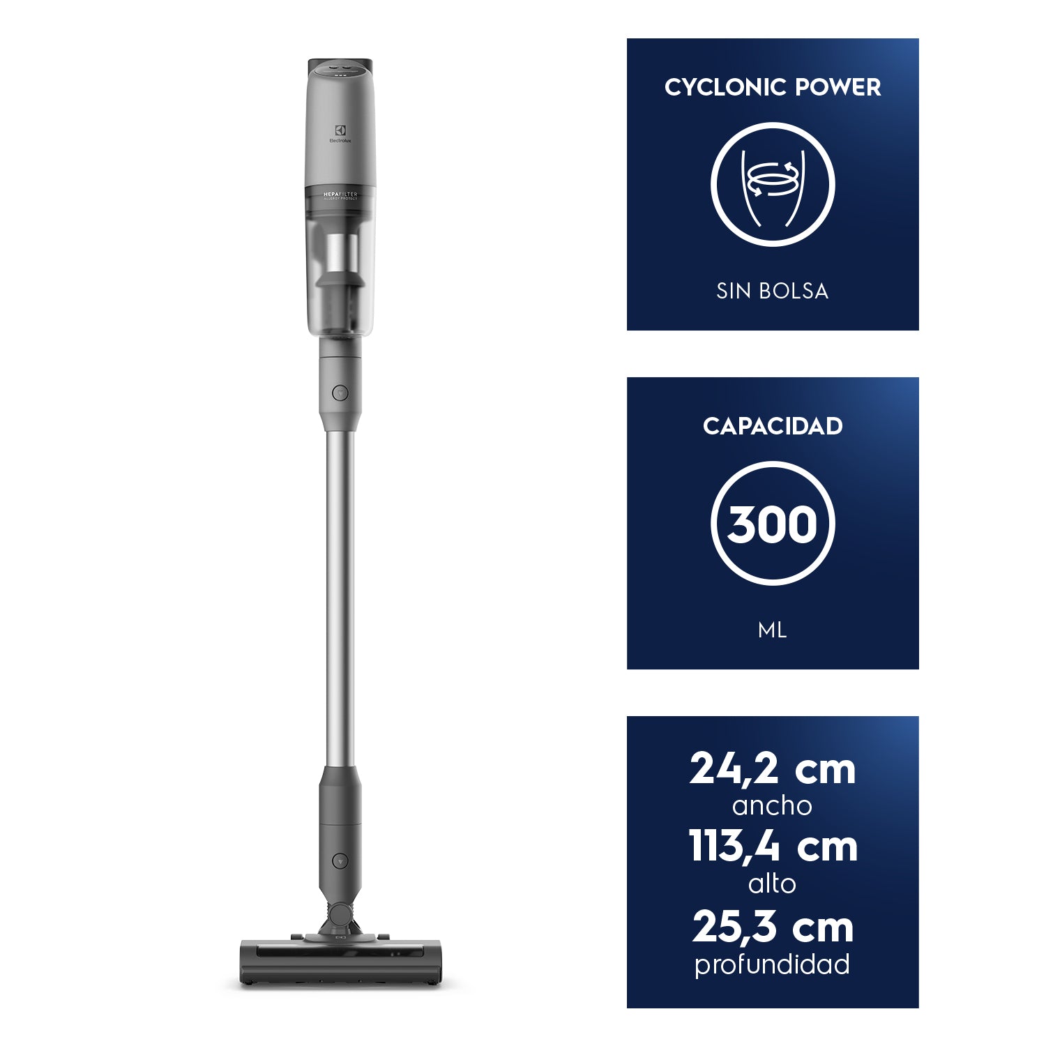Aspiradora Vertical Inalámbrica PTEC100 Electrolux7#Gris