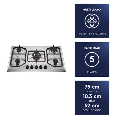 Encimera a Gas 5 Platos Experience Multi Llama KE5XC Electrolux5#Acero