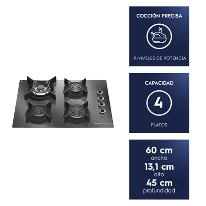 Encimera a Gas 4 Platos Home Pro Cocción KE4HP Electrolux5#Negro