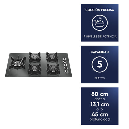 Encimera a Gas 5 Platos Home Pro Cocción KE5HP Electrolux5#Negro