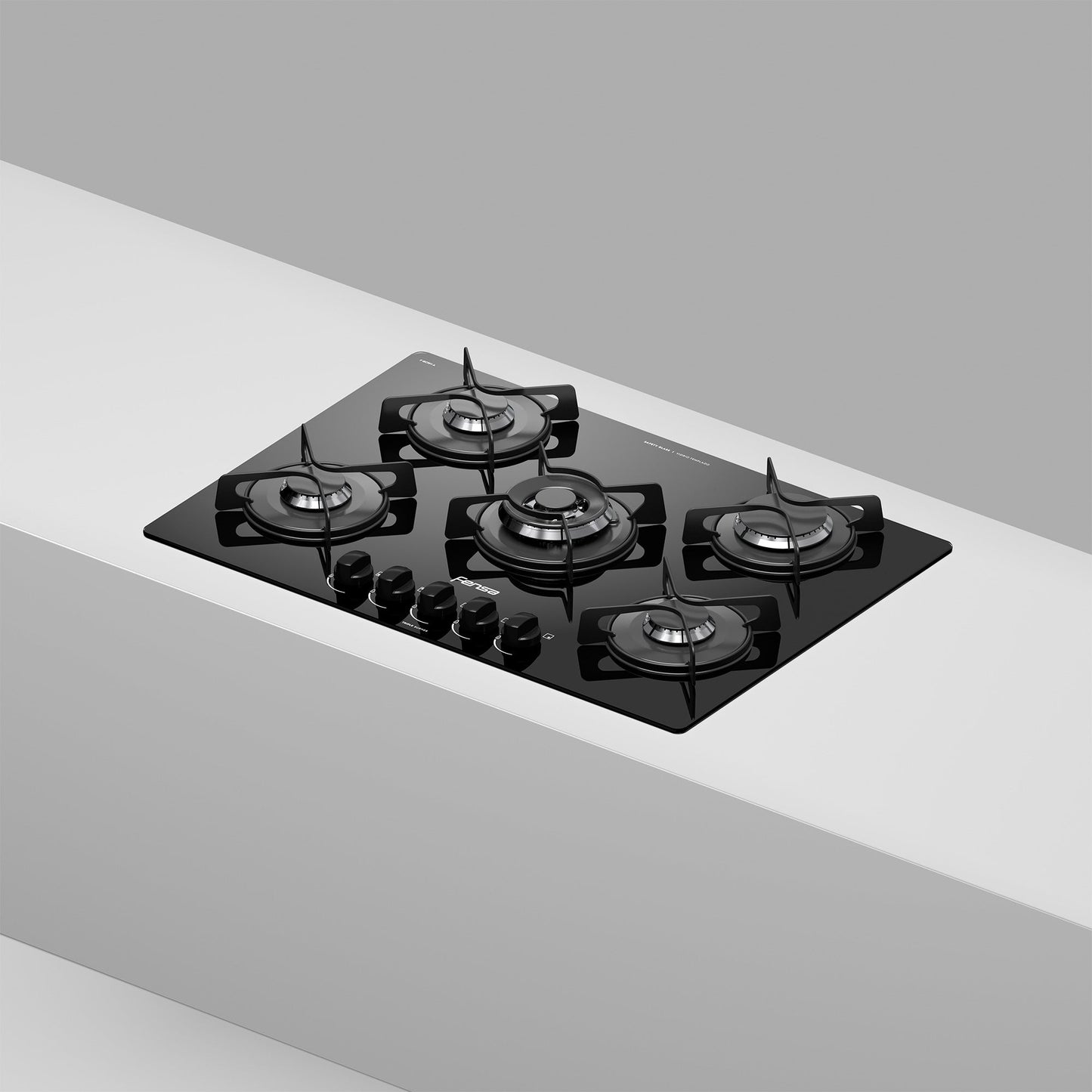 Encimera a Gas 5 Platos Vitrocerámica F GC75V A Fensa3#Negro