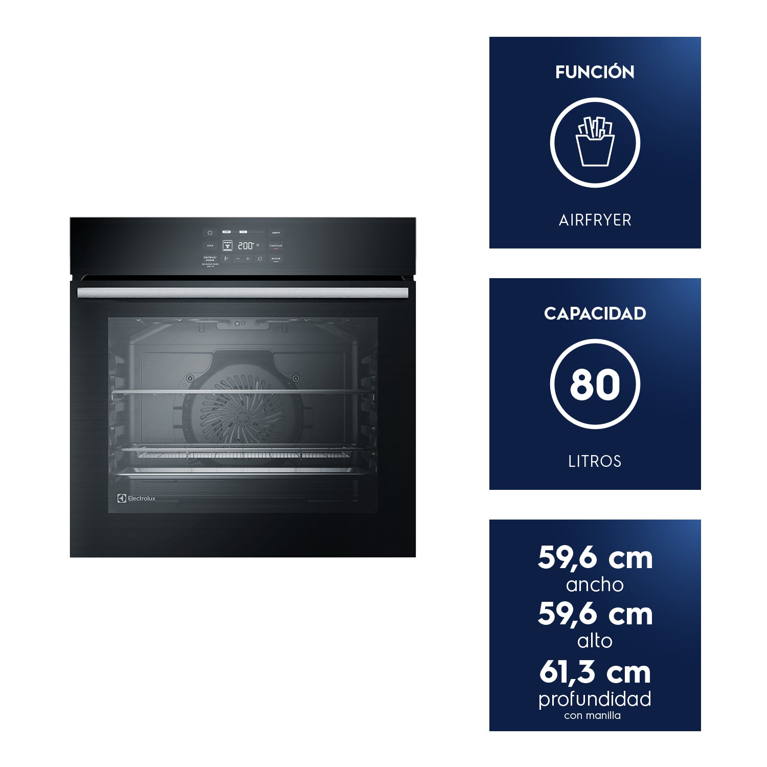 Horno Empotrable Eléctrico 80L Air Fryer PerfectCook360 OE8EA Electrolux9#Negro