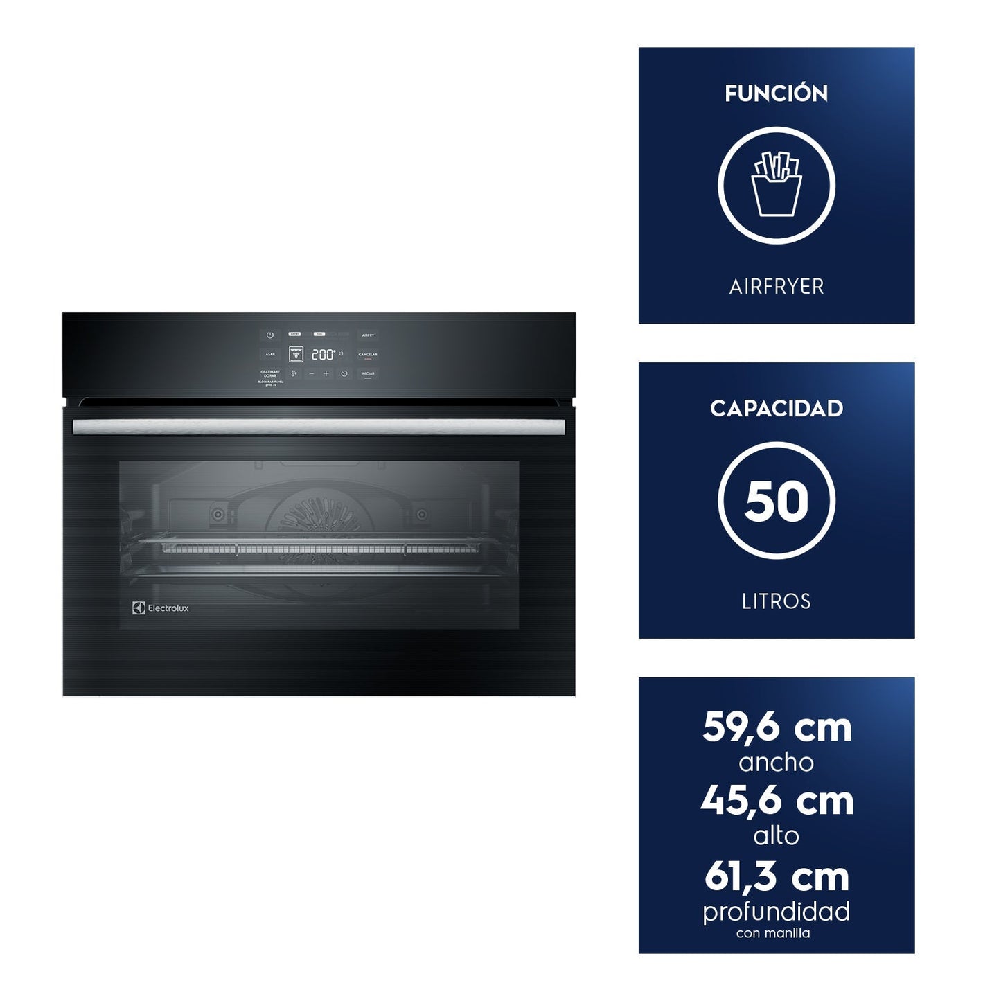 Horno Empotrable Eléctrico 50L Air Fryer PerfectCook360 OE5EA Electrolux8#Negro