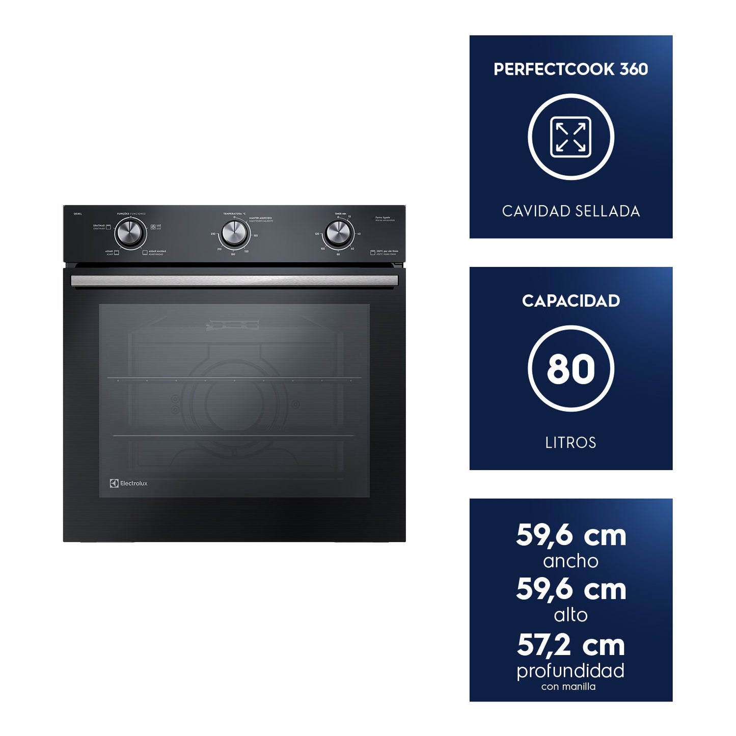 Horno Empotrable Eléctrico 80L Efficient PerfectCook OE8EL Electrolux10#Negro