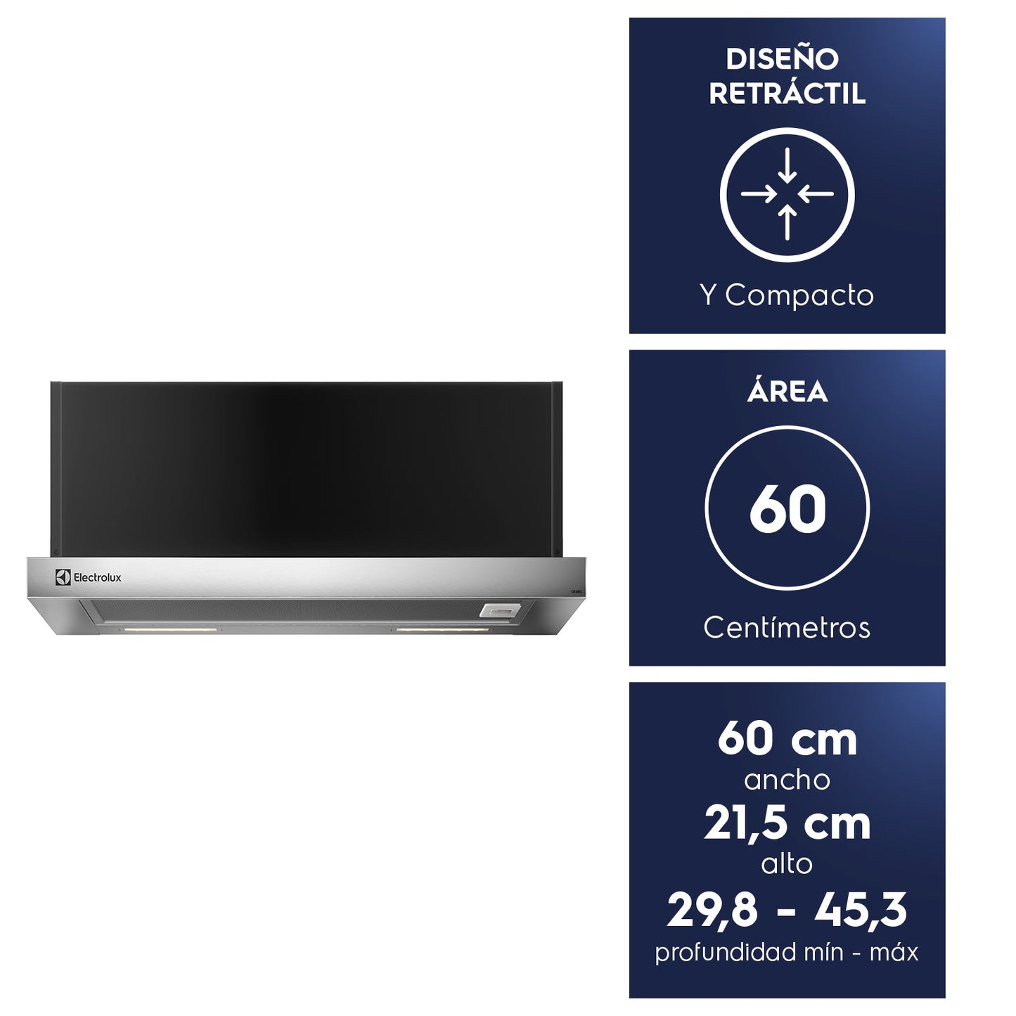 Campana de Cocina Extractora Retráctil 60cm DE6RS Electrolux4#Acero