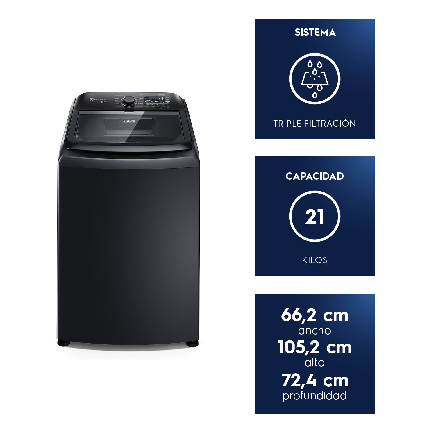 Lavadora Automática 21Kg Carga Superior LEB21 Electrolux11#Negro