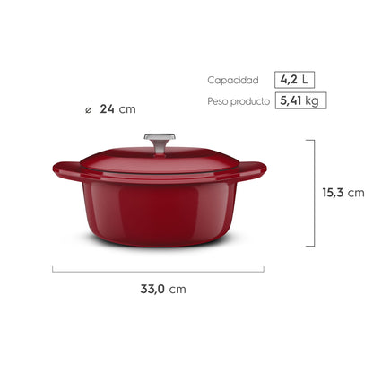 Olla de Hierro Fundido Esmaltado Expert 24 cm Electrolux3#Rojo esmaltado