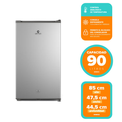 Frigobar 90L Frío Directo con Llave y Luz LED MMB90S Mademsa6#Acero