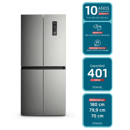 Refrigerador 401L No Frost 4 Puertas Inverter DQ79SU Fensa8#Acero