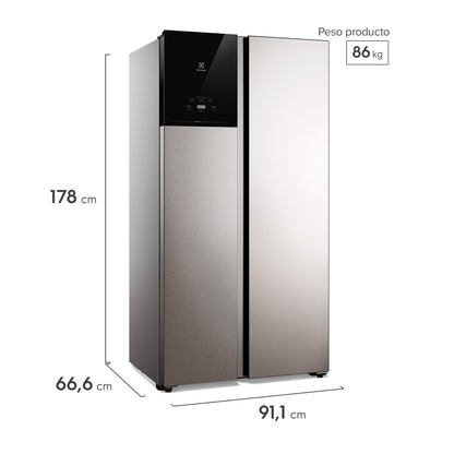 Refrigerador 530L No Frost Side by side Inverter ES50S Electrolux3#Inox
