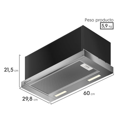 Campana de Cocina Extractora Retráctil 60cm DE6RS Electrolux3#Acero
