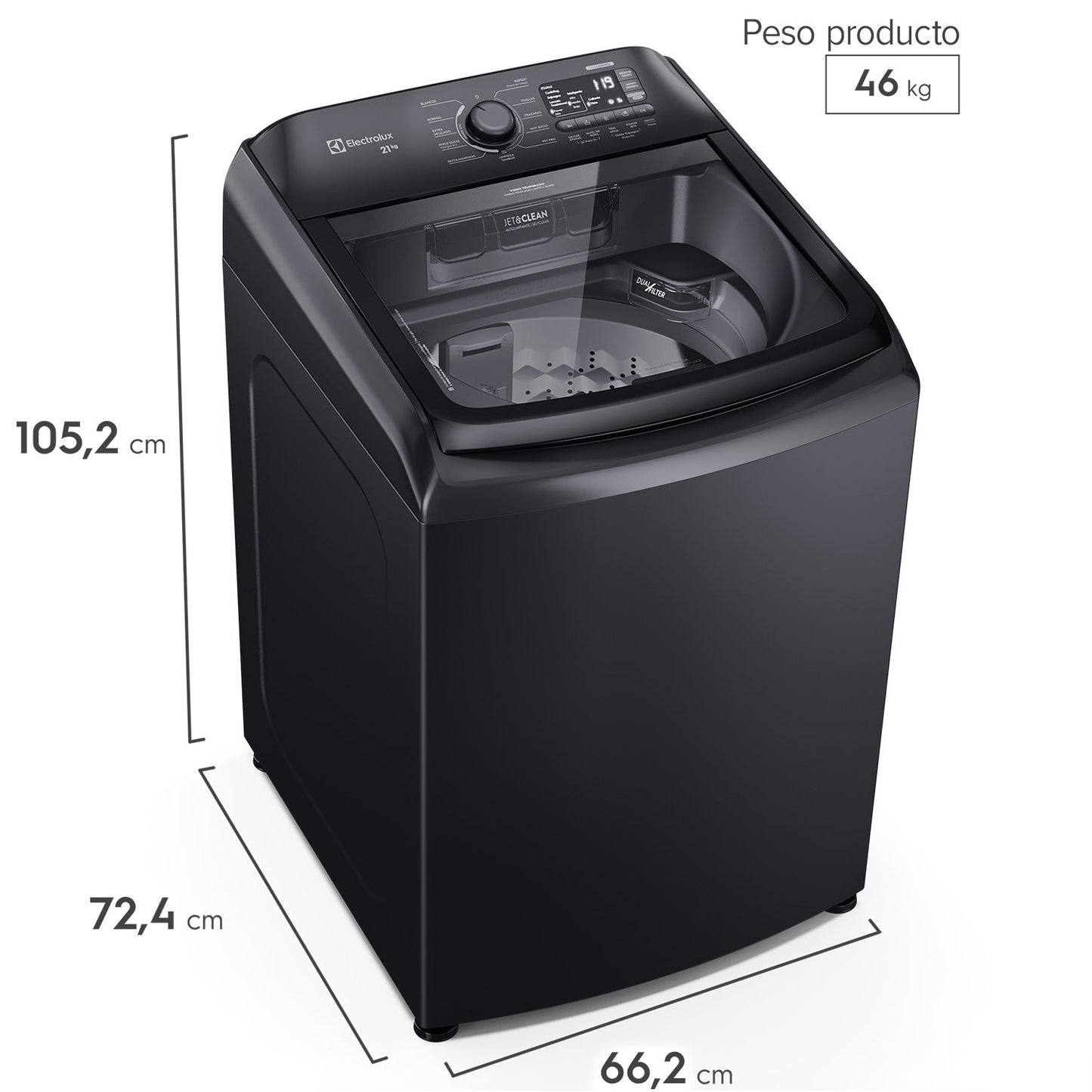 Lavadora Automática 21Kg Carga Superior LEB21 Electrolux3#Negro