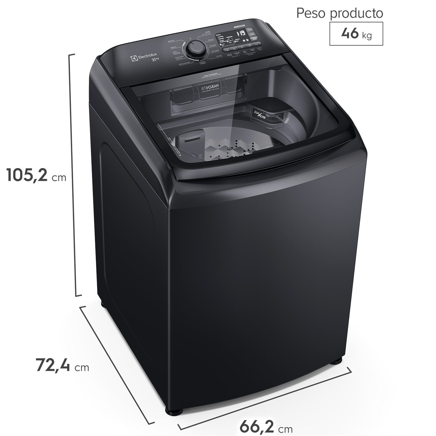 Lavadora Automática 21Kg Carga Superior LEB21 Electrolux3#Negro