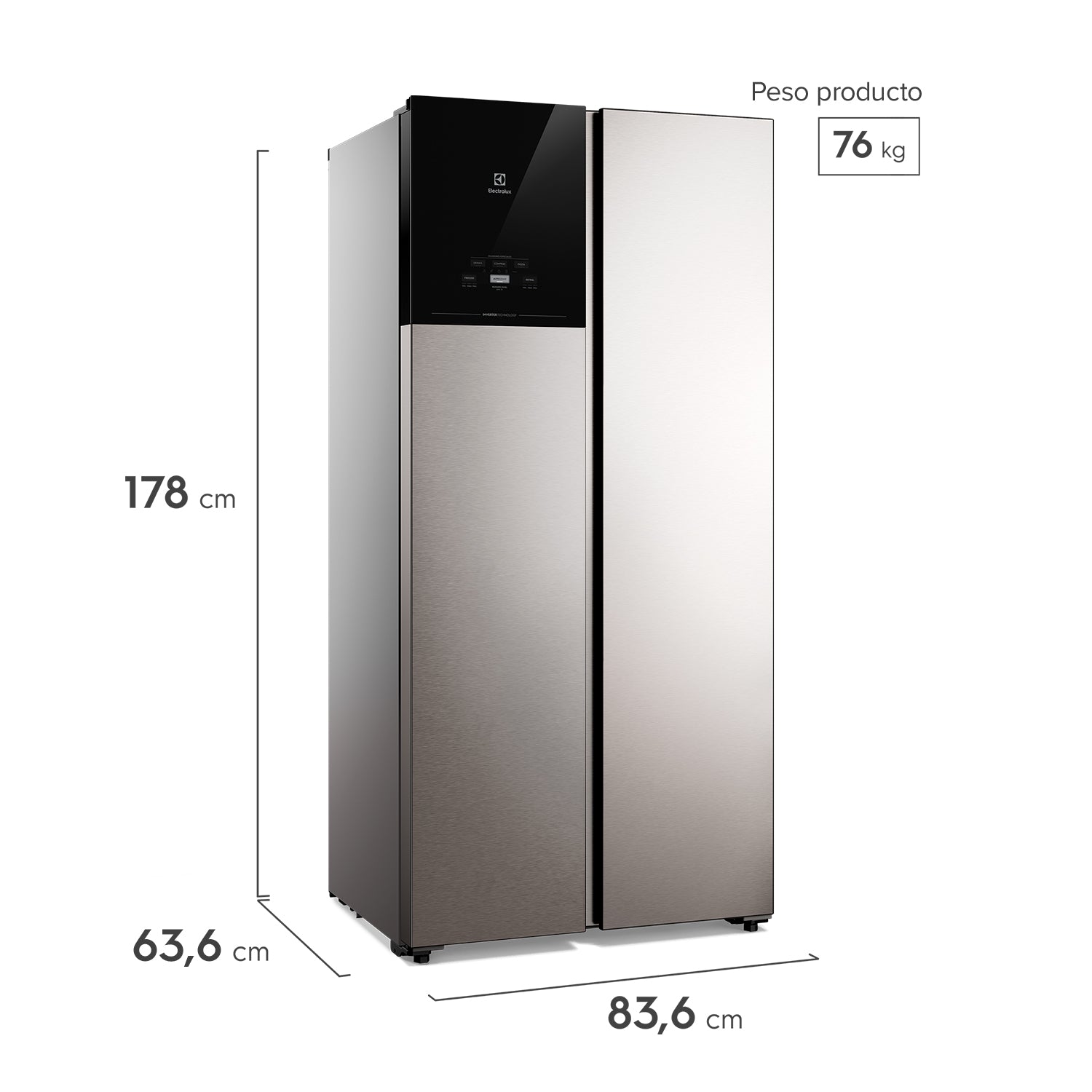 Refrigerador 440L No Frost Side by side Inverter ES40S Electrolux2#Inox