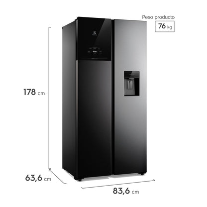 Refrigerador 436L No Frost Side by side Inverter ES40WB Electrolux3#Negro