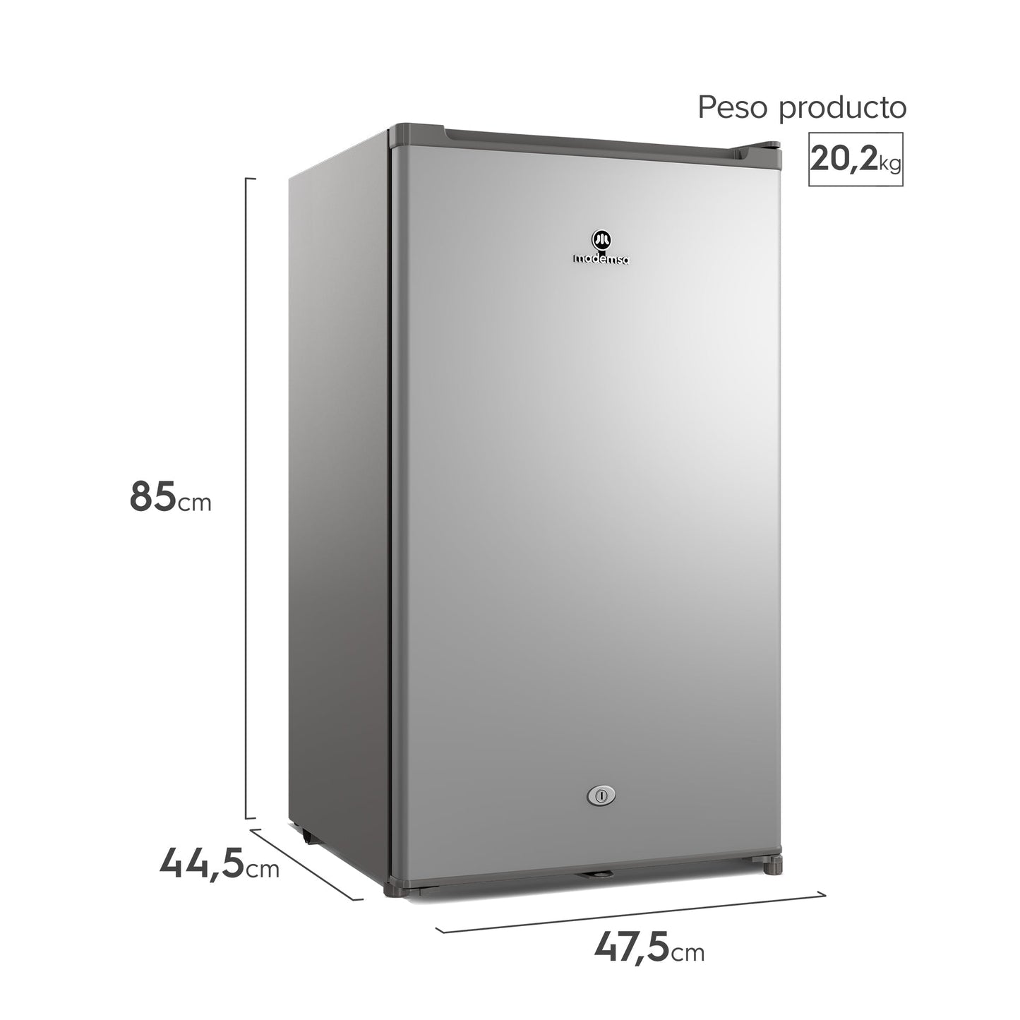 Frigobar 90L Frío Directo con Llave y Luz LED MMB90S Mademsa3#Acero