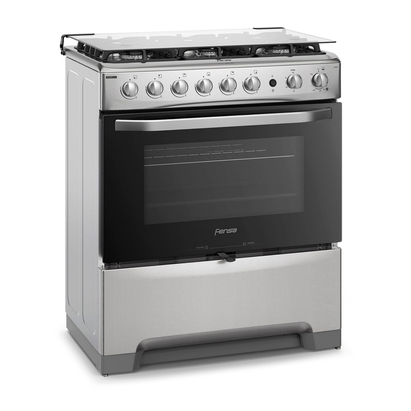 Cocina a Gas 6 Platos VaporBake y Timer F 5300 T Fensa2#Acero