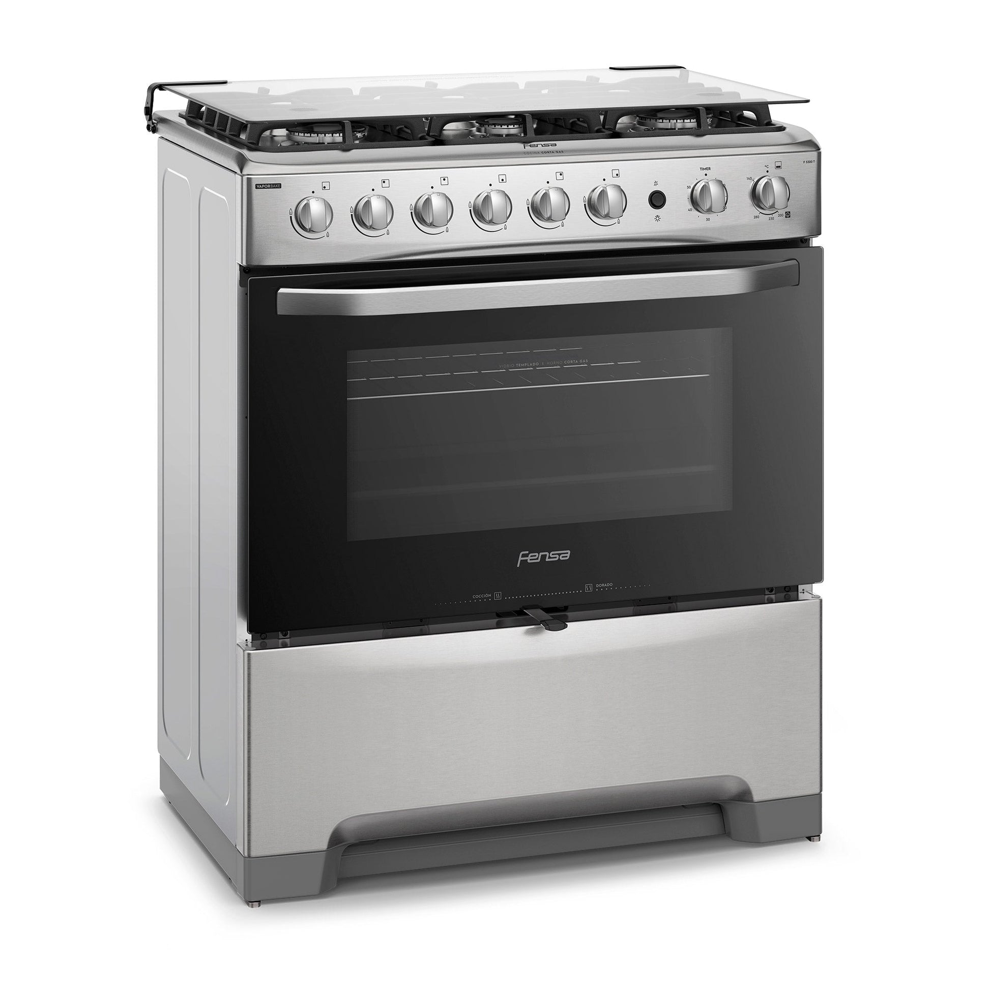 Cocina a Gas 6 Platos VaporBake y Timer F 5300 T Fensa2#Acero