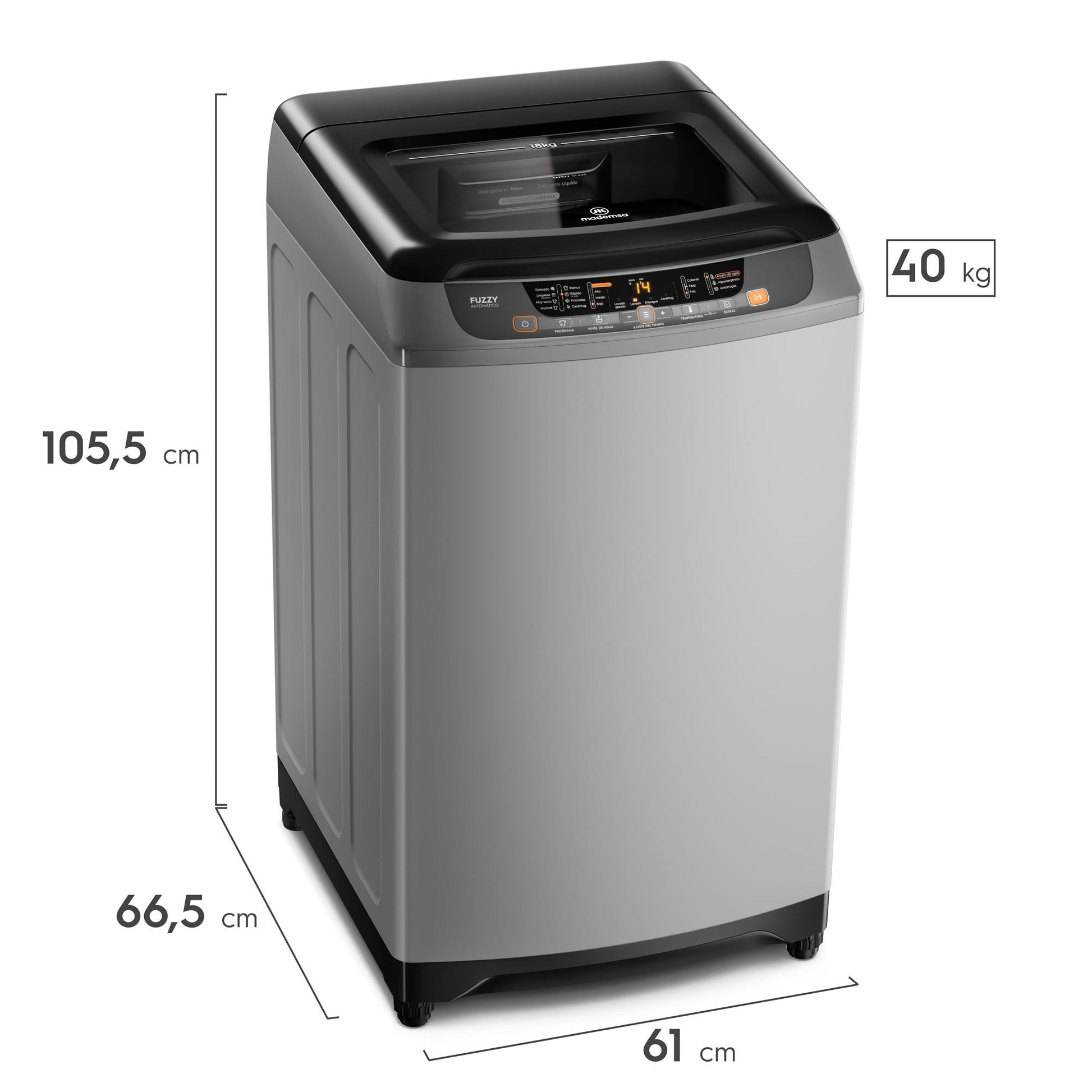 Lavadora Automática 18 Kg Carga Superior Dispensador Disolución Máxima 18 SZG Mademsa2#Gris
