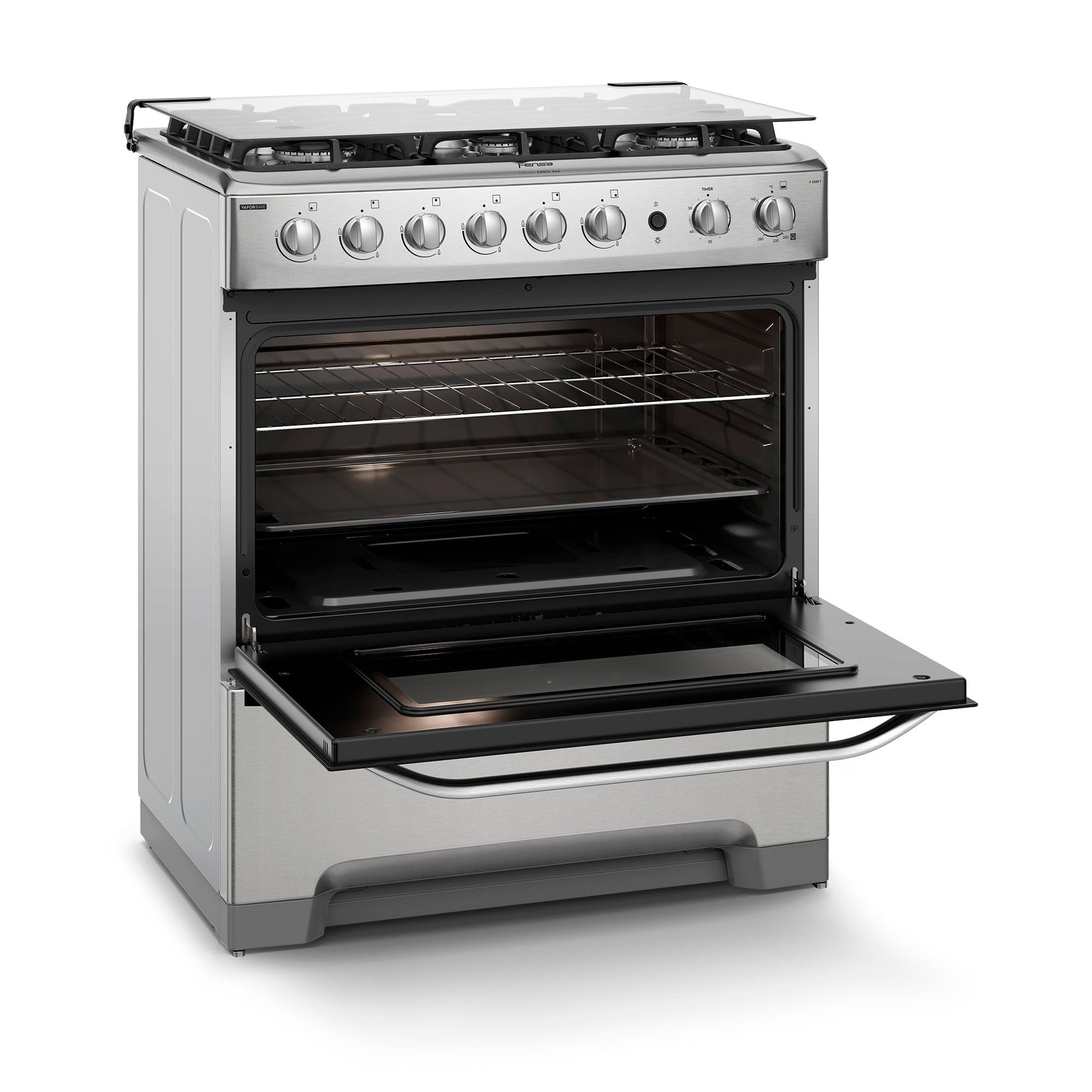 Cocina a Gas 6 Platos VaporBake y Timer F 5300 T Fensa5#Acero