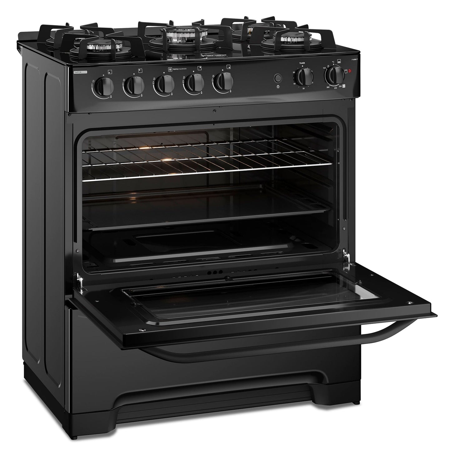 Cocina a Gas 5 Platos Cubierta Vidrio F 6500 T Fensa4#Negro