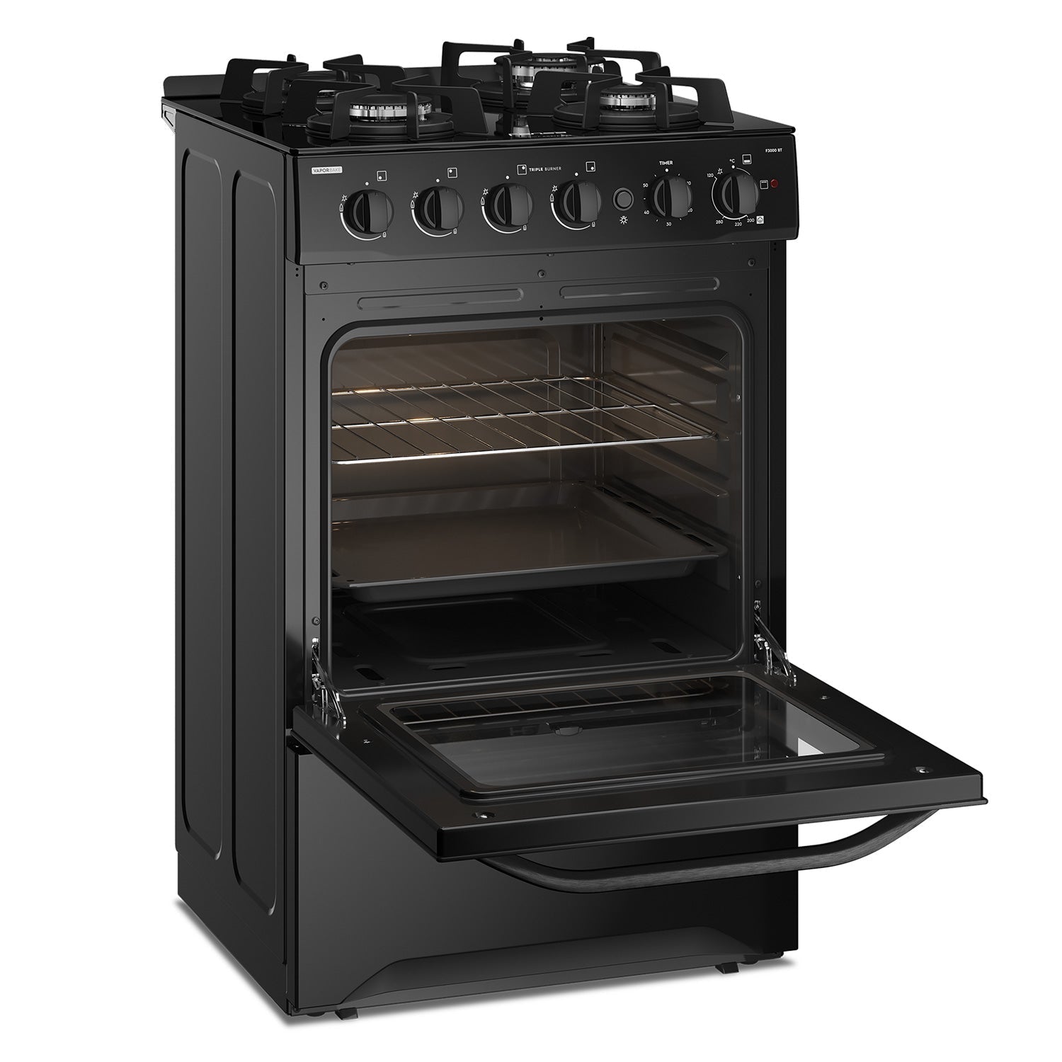 Cocina a Gas 4 Platos Cubierta Vidrio F 3000 BT Fensa4#Negro
