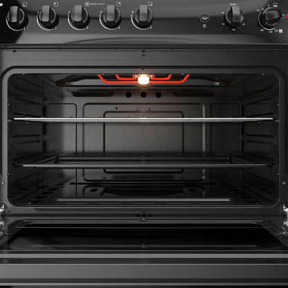 Cocina a Gas 5 Platos Cubierta Vidrio F 6500 T Fensa6#Negro