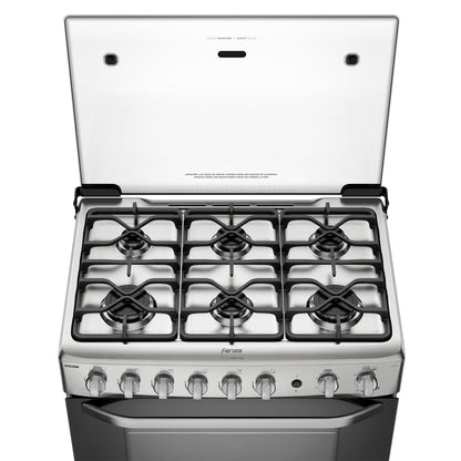 Cocina a Gas 6 Platos VaporBake y Timer F 5300 T Fensa4#Acero