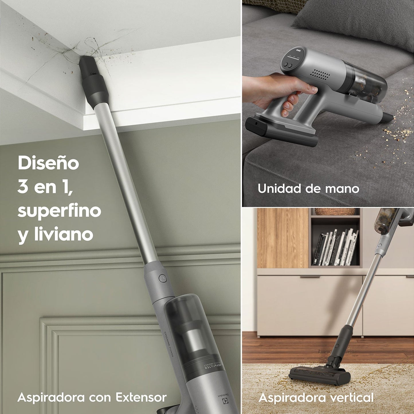 Aspiradora Vertical Inalámbrica PTEC100 Electrolux10#Gris