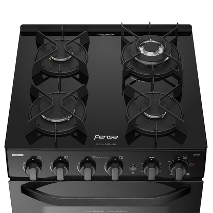 Cocina a Gas 4 Platos Cubierta Vidrio F 3000 BT Fensa8#Negro